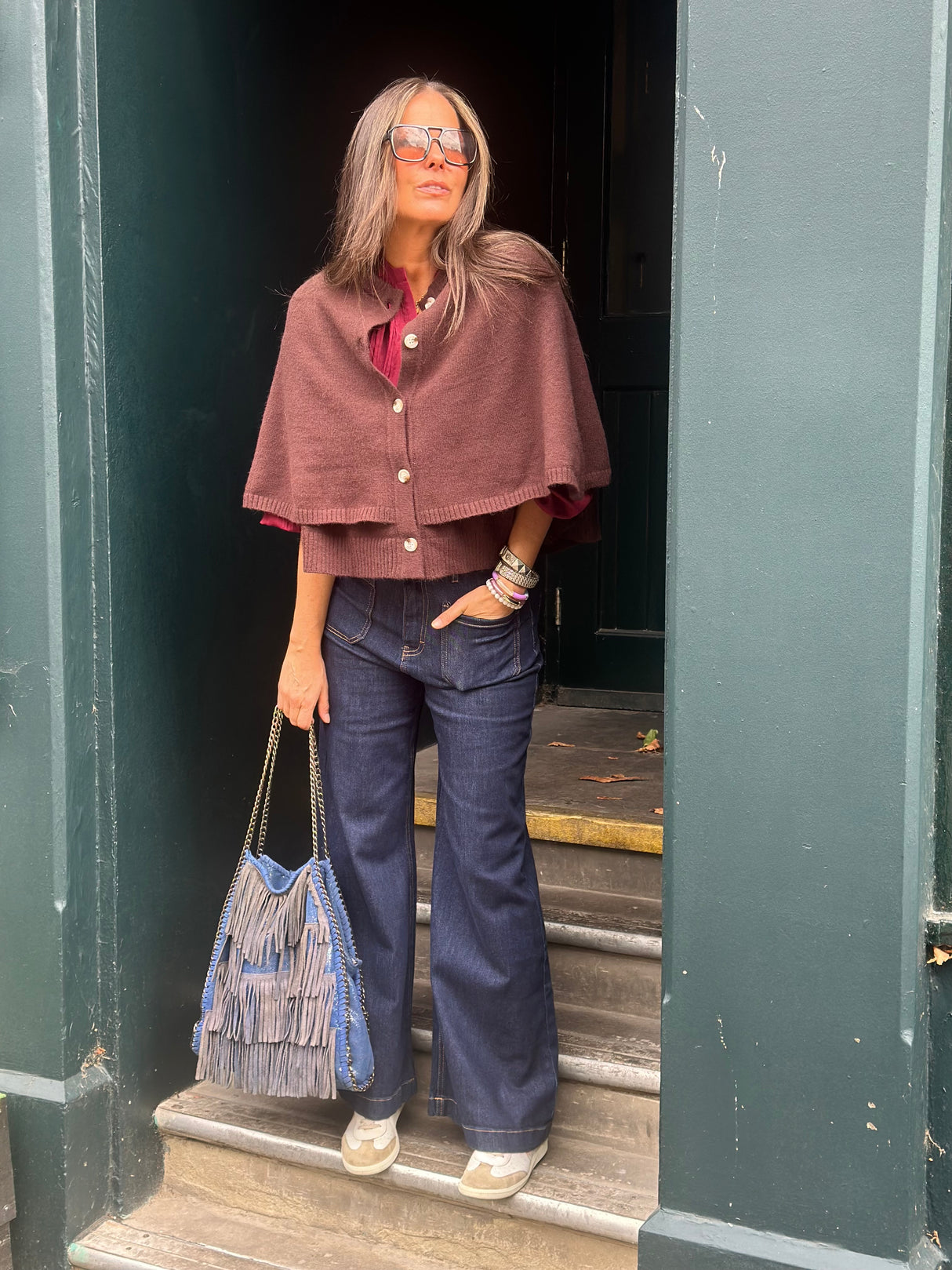 Joy Knitted Cape - Chocolate