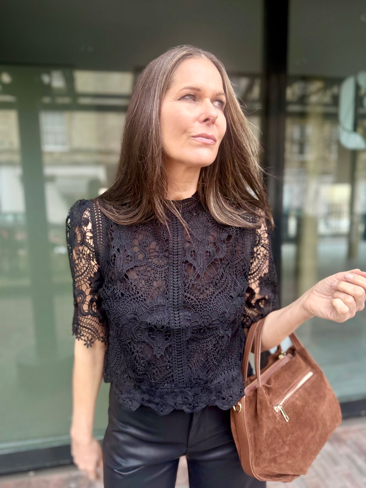 Raquel Crochet Blouse - Black