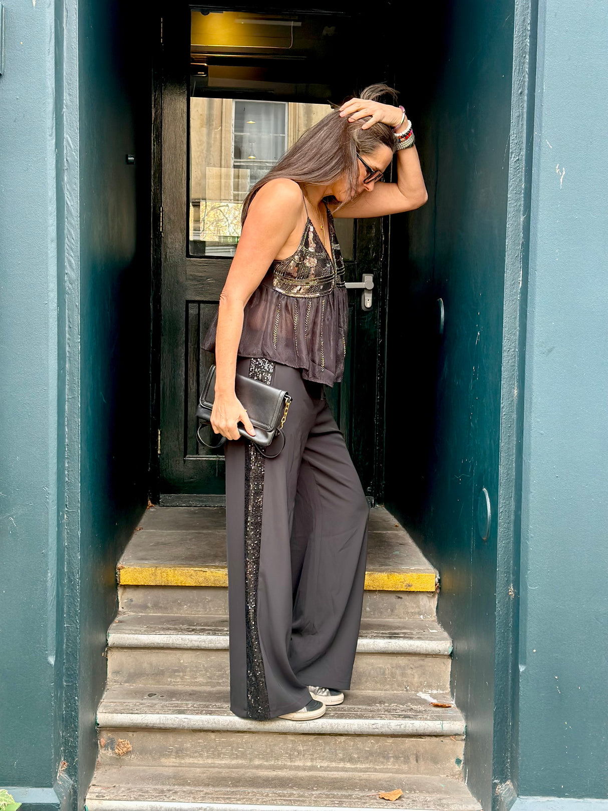 Tempest Pant - Black With Black Sequin