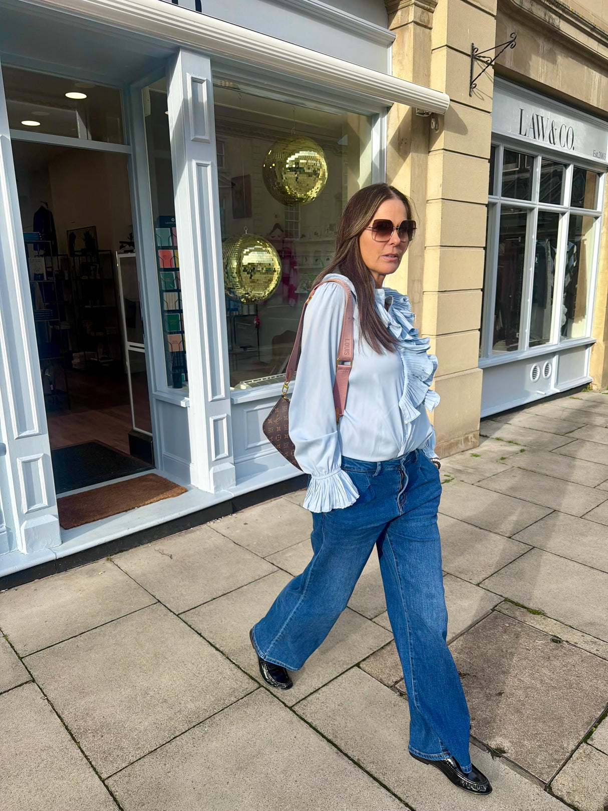Sally Ruffle Blouse - Blue