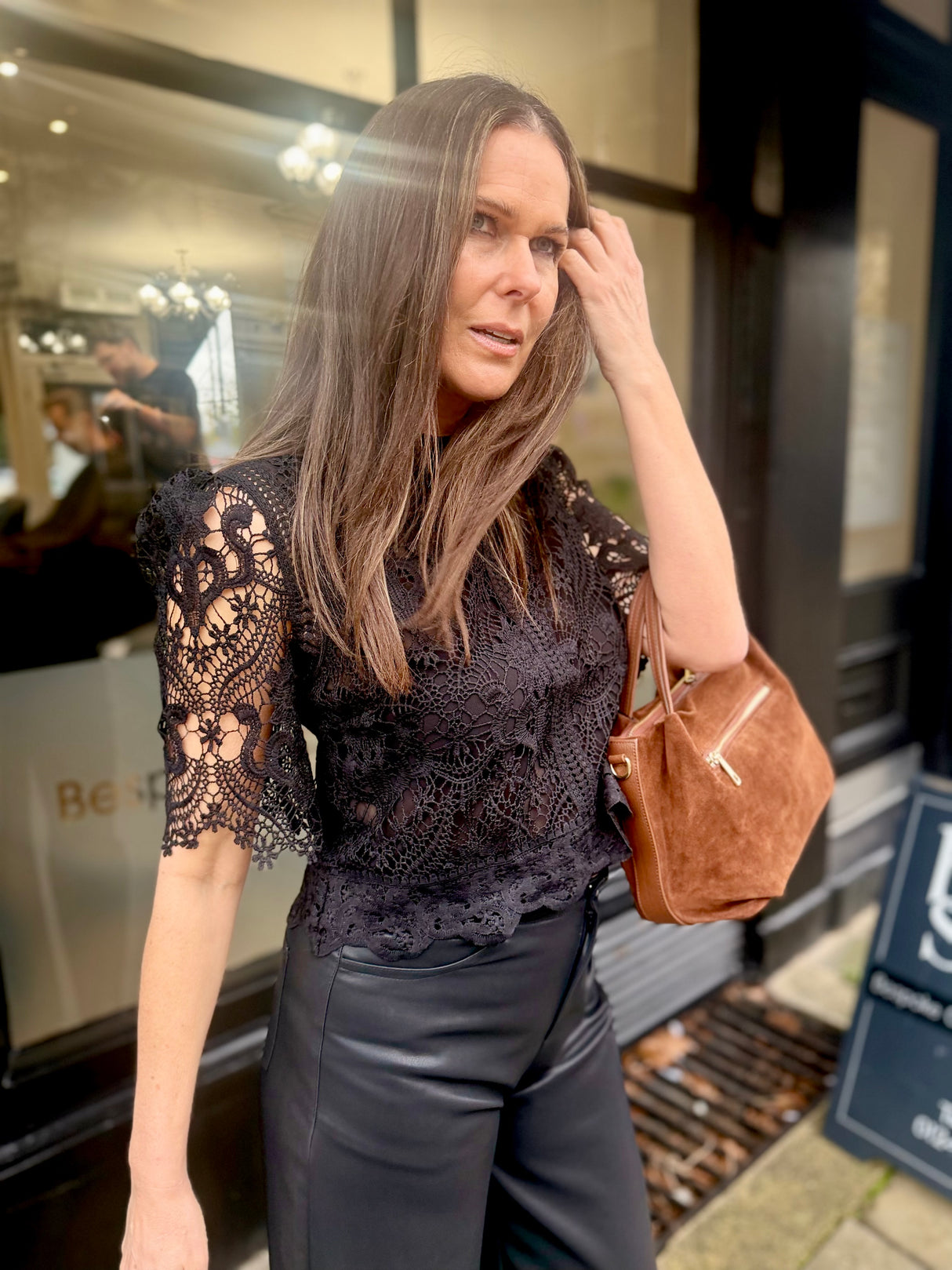 Raquel Crochet Blouse - Black