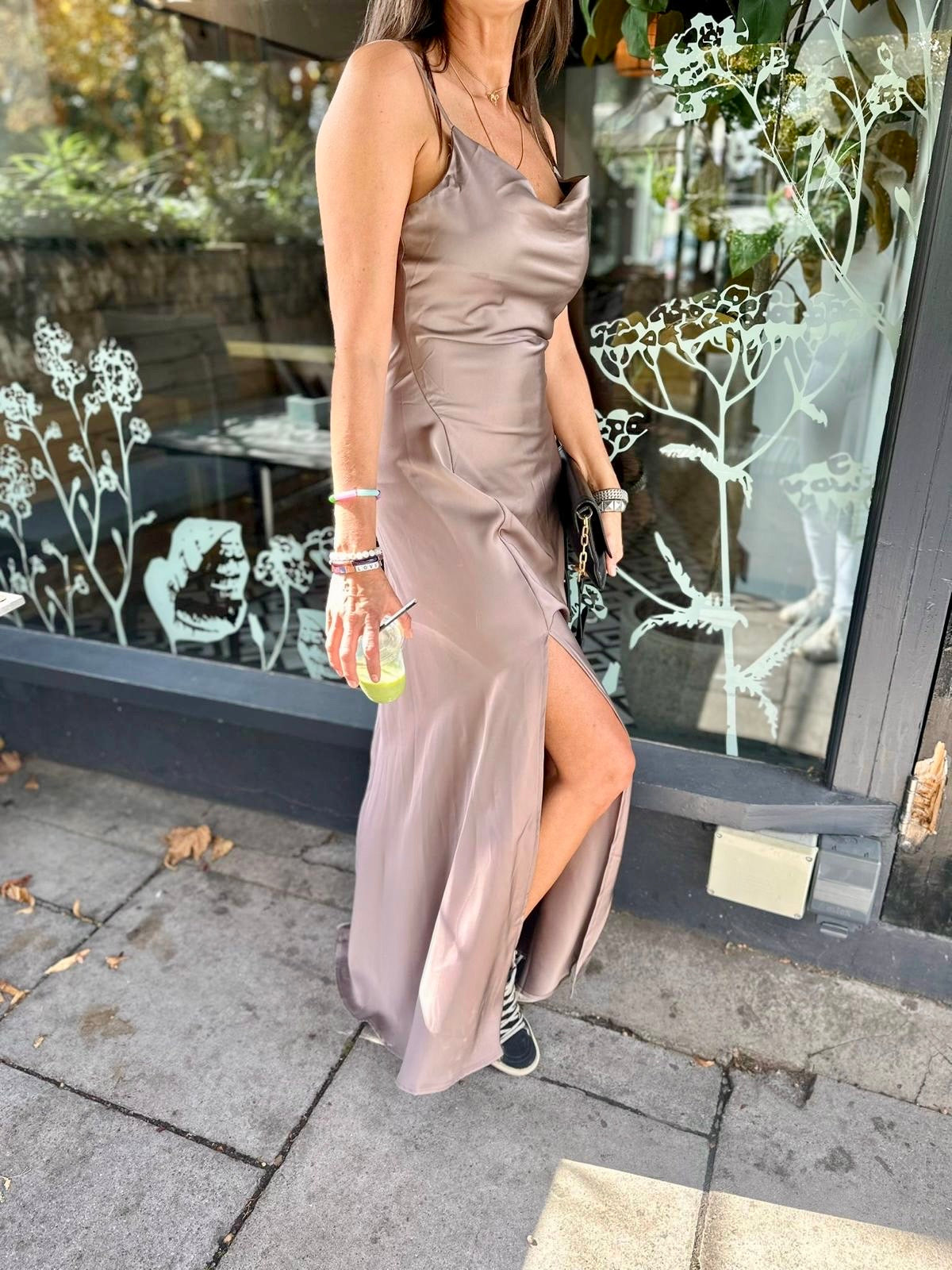 Elisha Maxi Slip Dress - Taupe