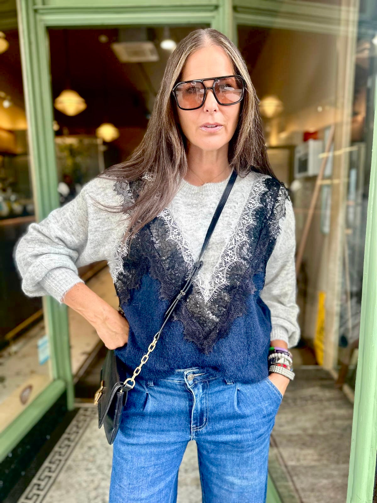 Corine Layered Knit Navy