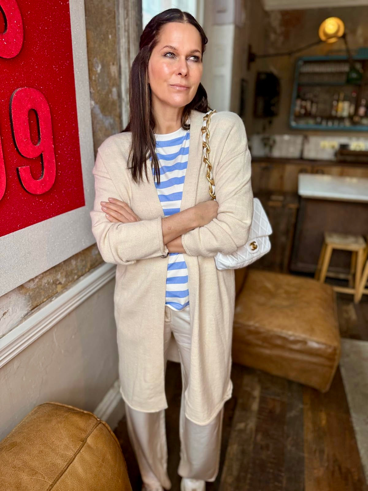 Alissa Long Knitted Cardigan - Ecru