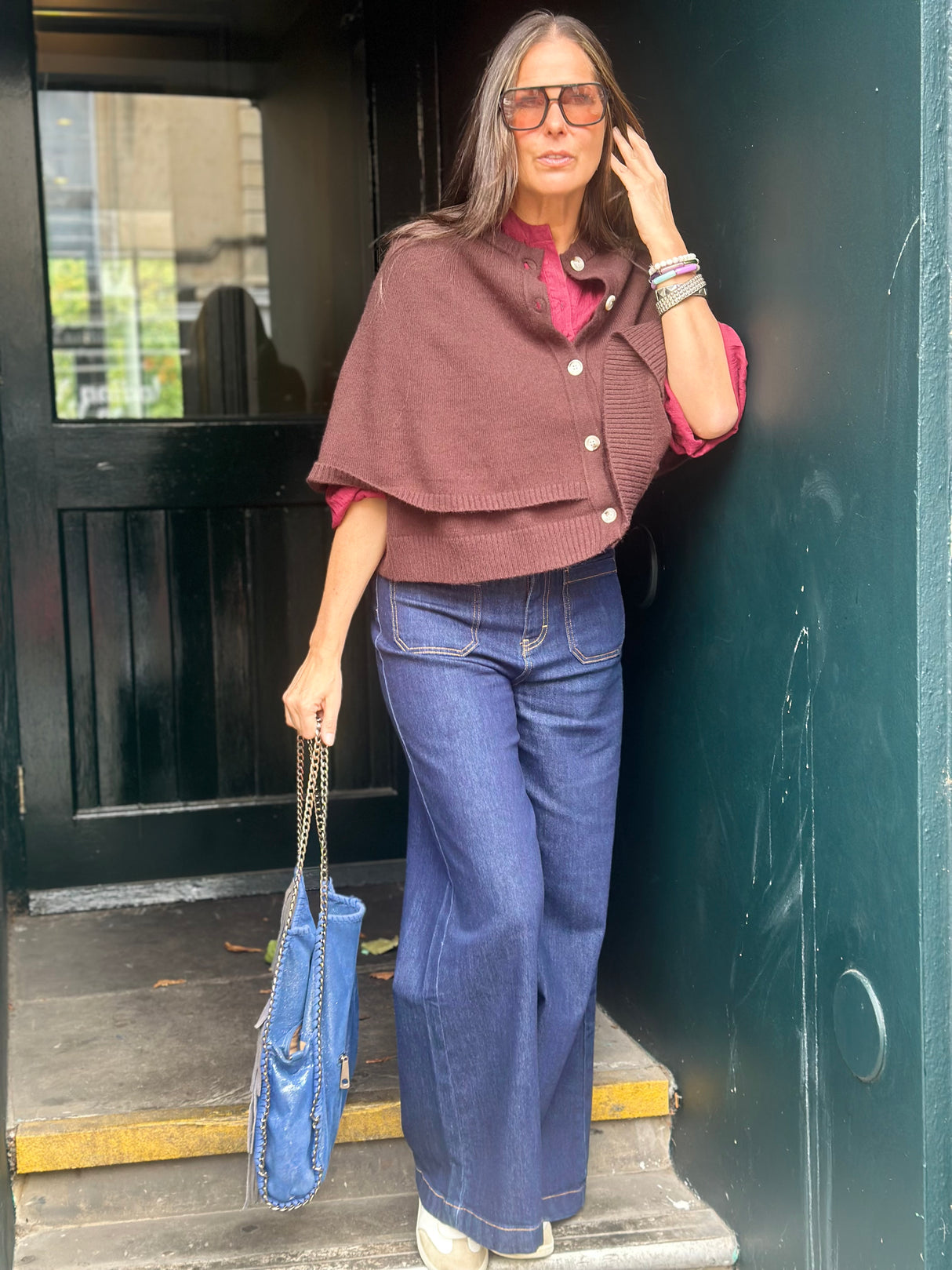 Joy Knitted Cape - Chocolate