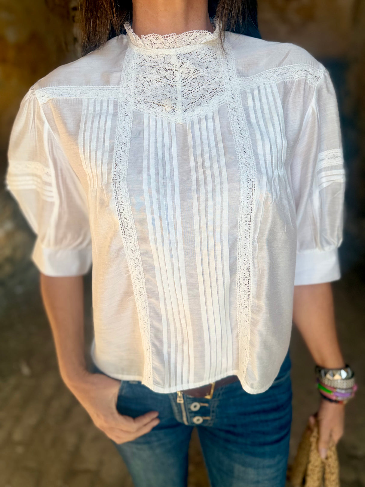 Cathy Embroidered Blouse - White