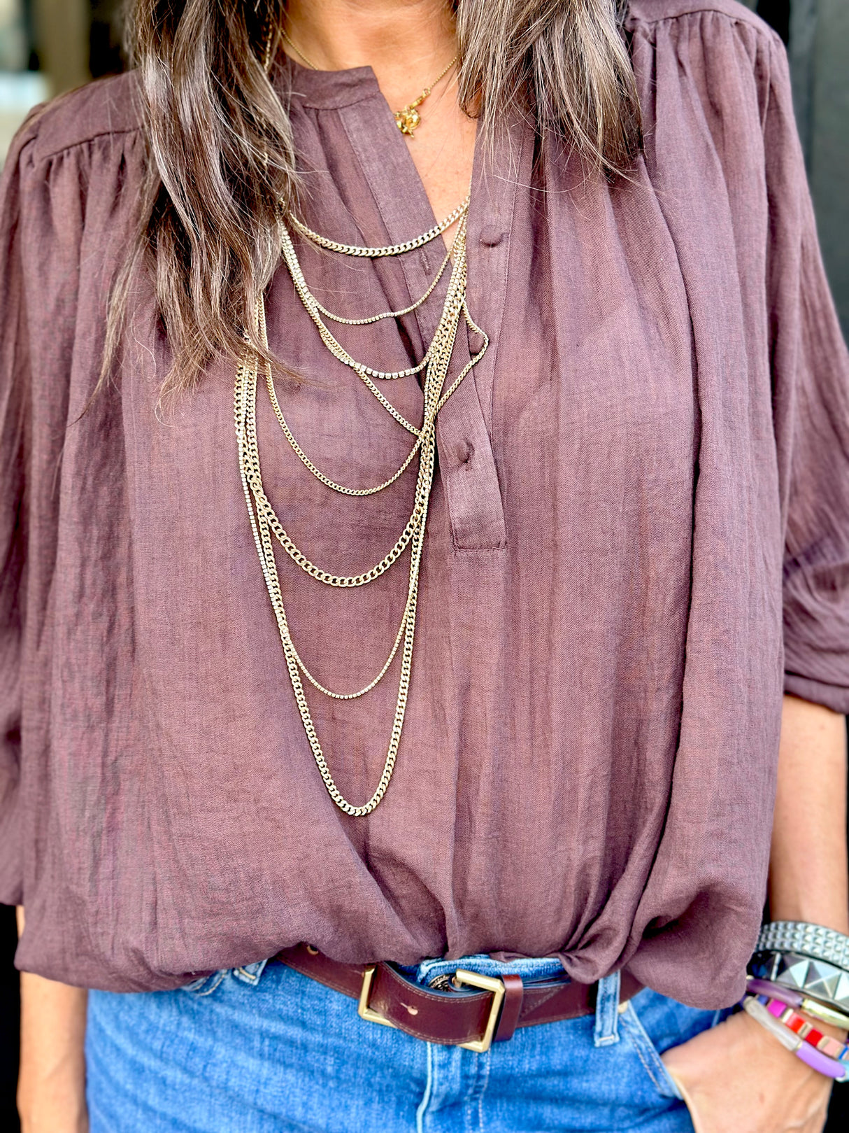 JoJo Floaty Blouse - Chocolate