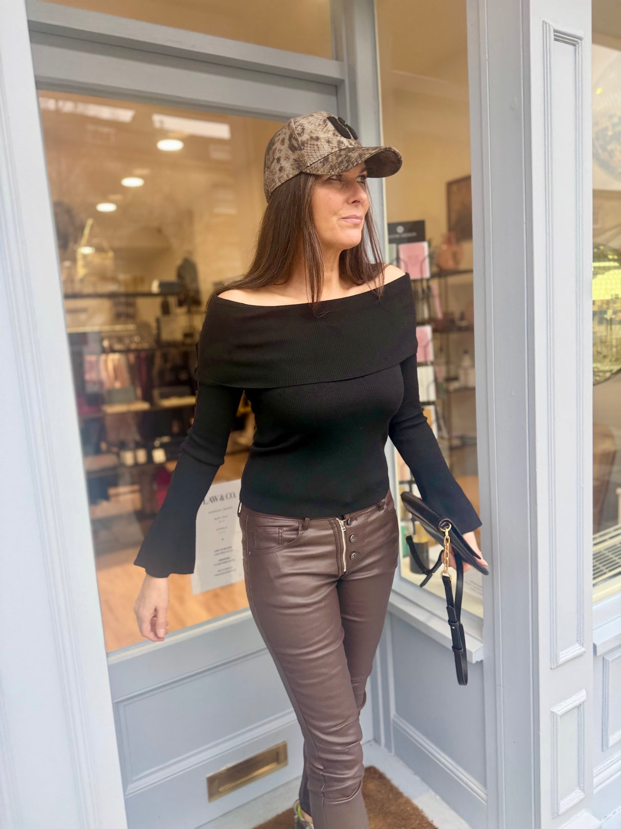 Newton Knitted Off Shoulder Knit - Black