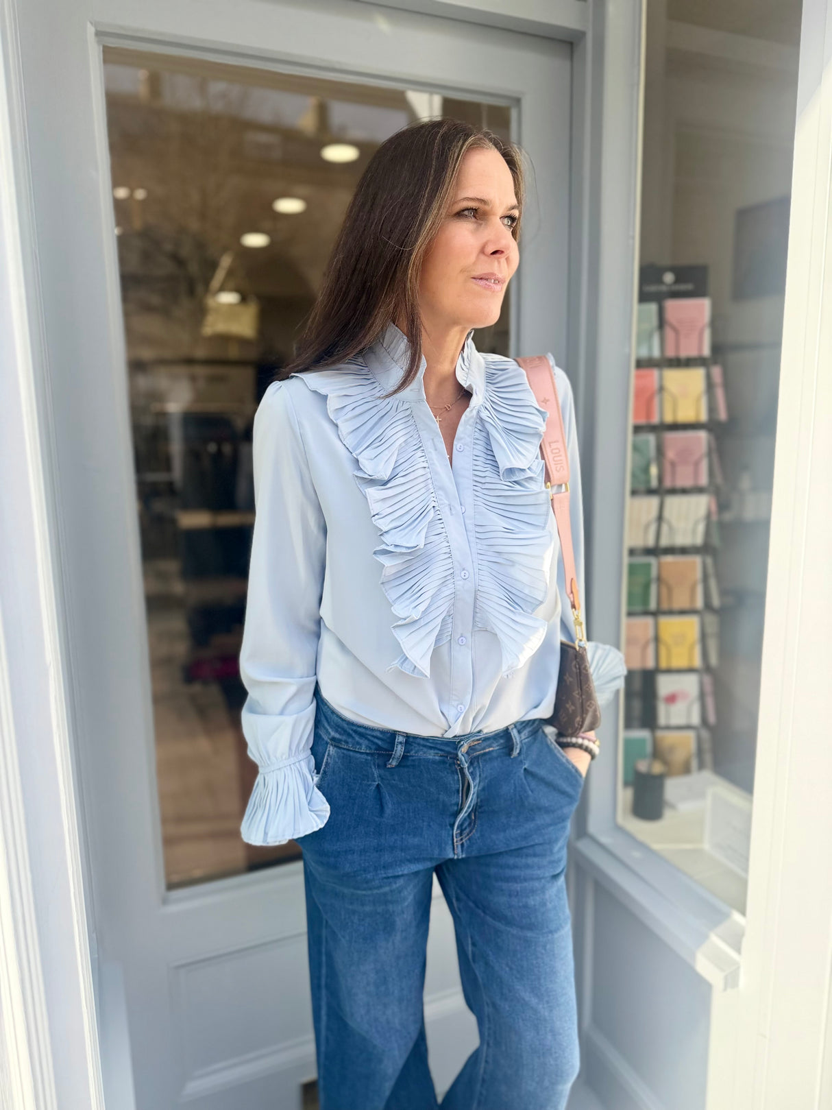 Sally Ruffle Blouse - Blue