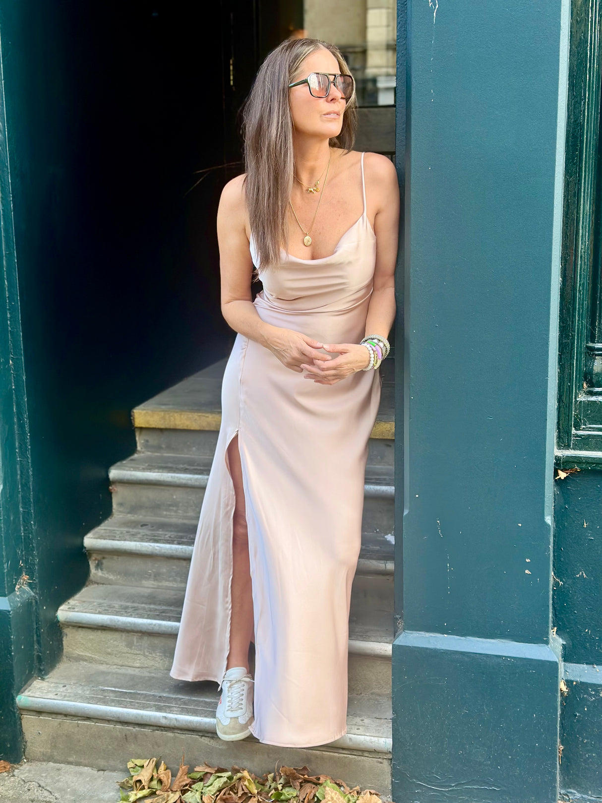 Elisha Maxi Slip Dress - Beige