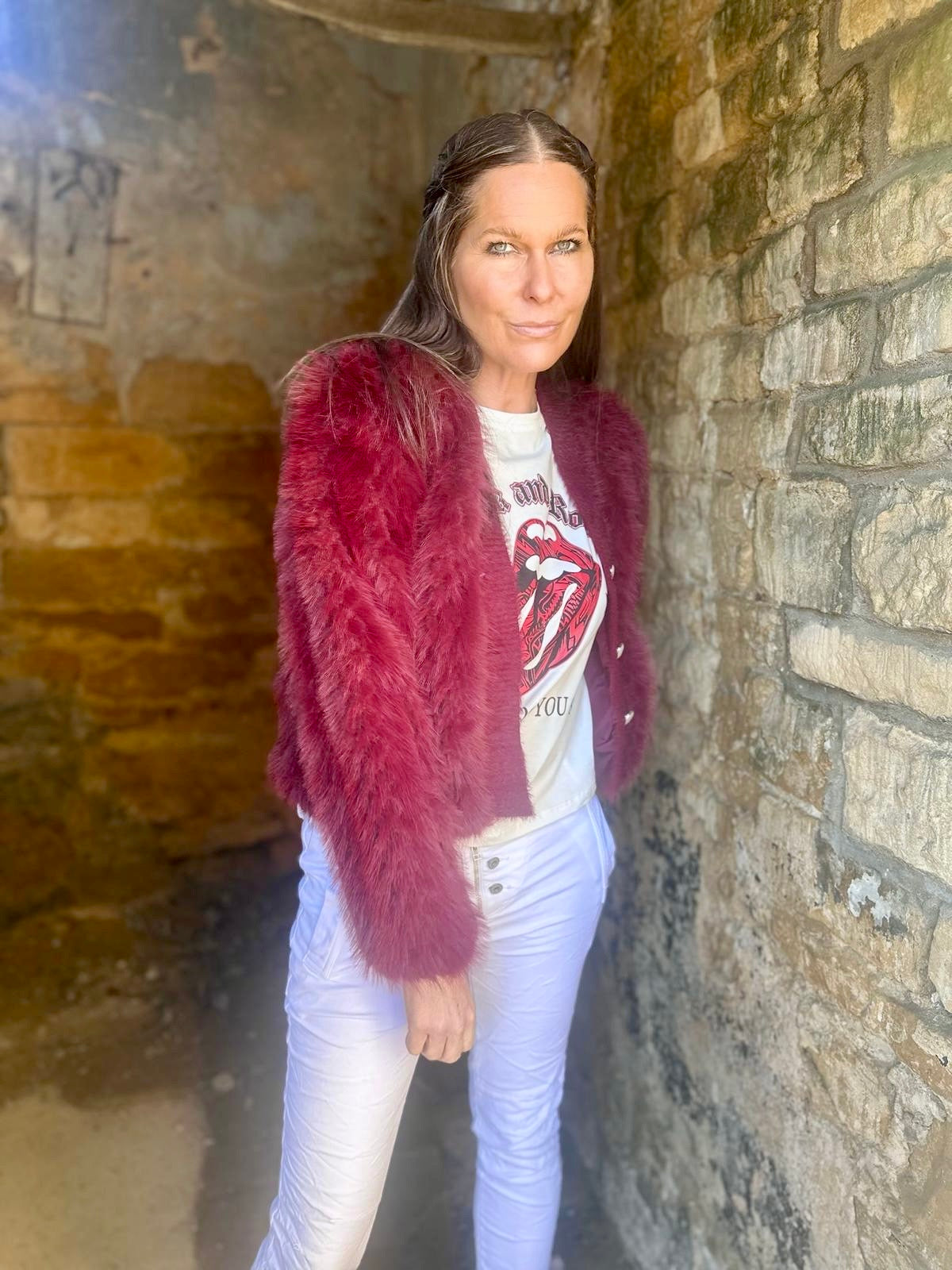 Kennedy Faux Fur Jacket - Wine