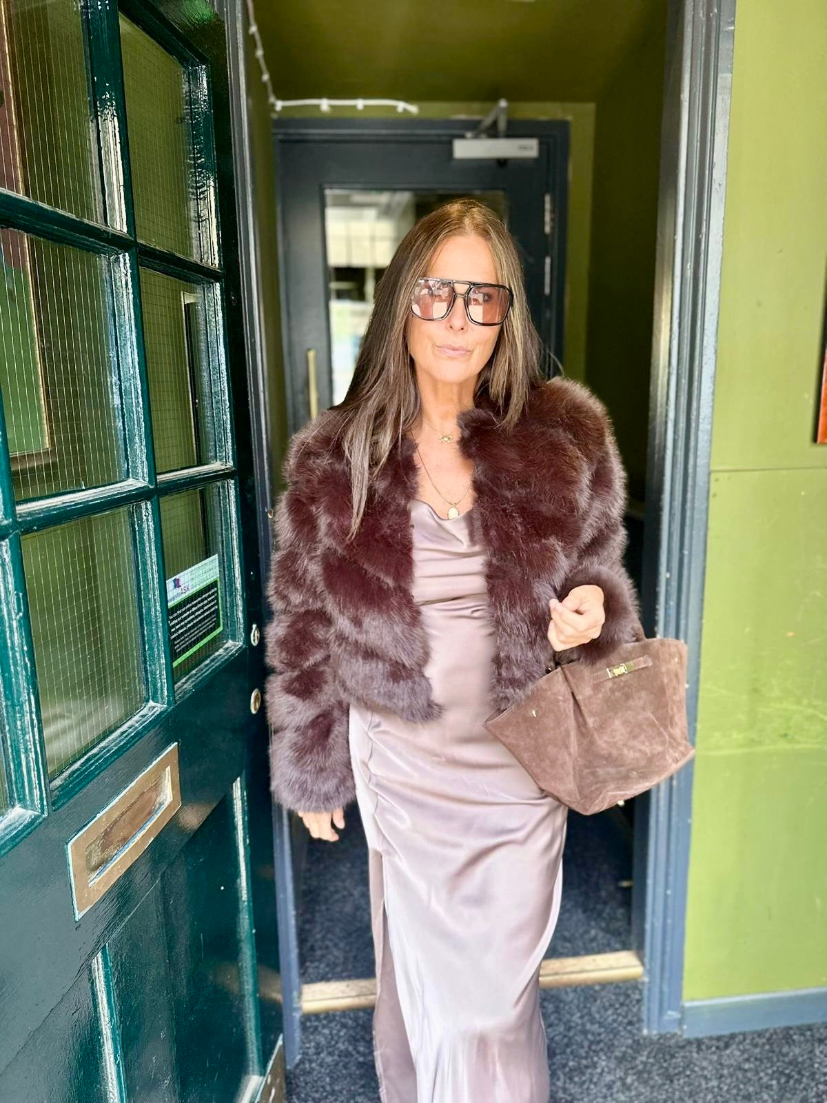 Anastasia Faux Fur Coat - Chocolate