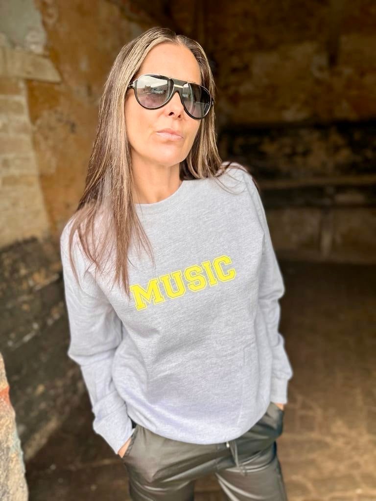 Sudadera MUSIC Gris Neón Amarillo