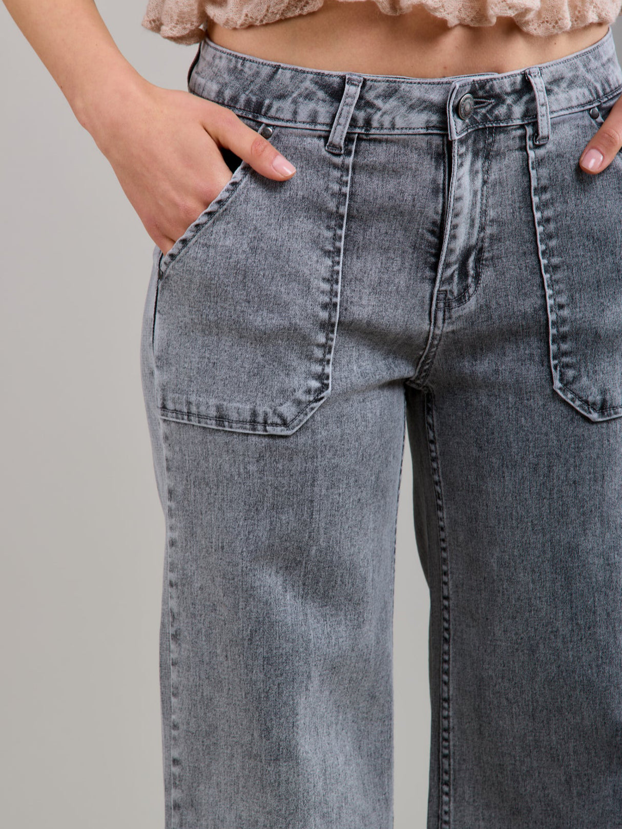 Crush Wide Leg Jean - Grey