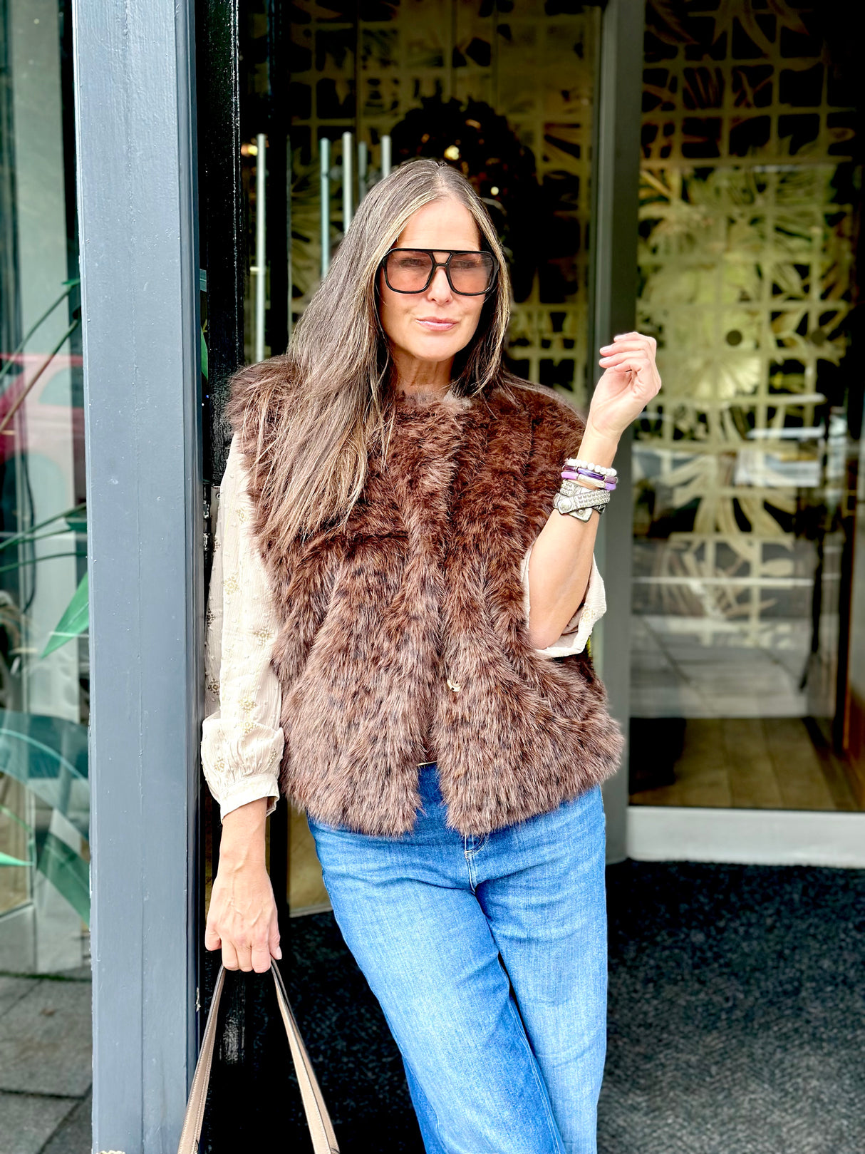 Bam Animal Print Faux Fur Gilet