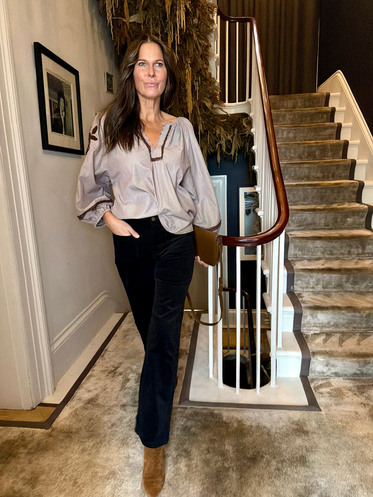 Ledbury Embroidered Blouse - Chocolate
