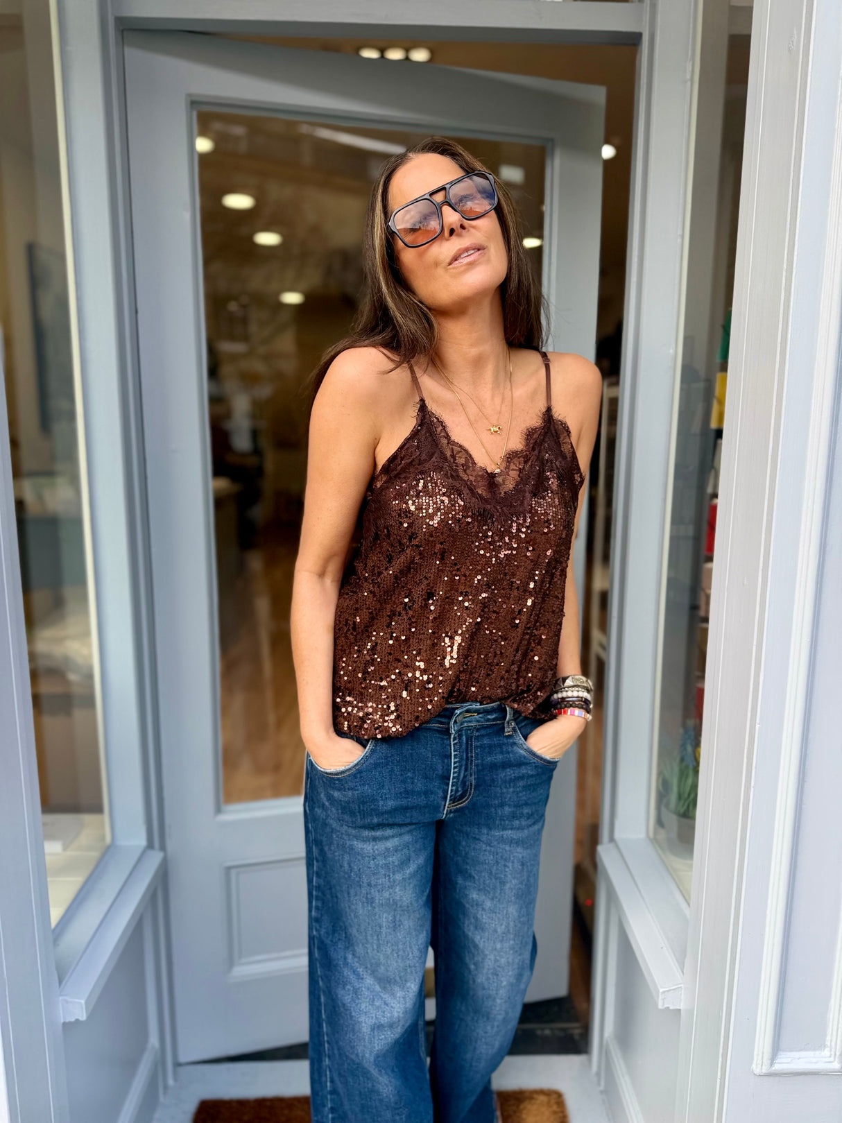 Pride Sequin Cami - Chocolate