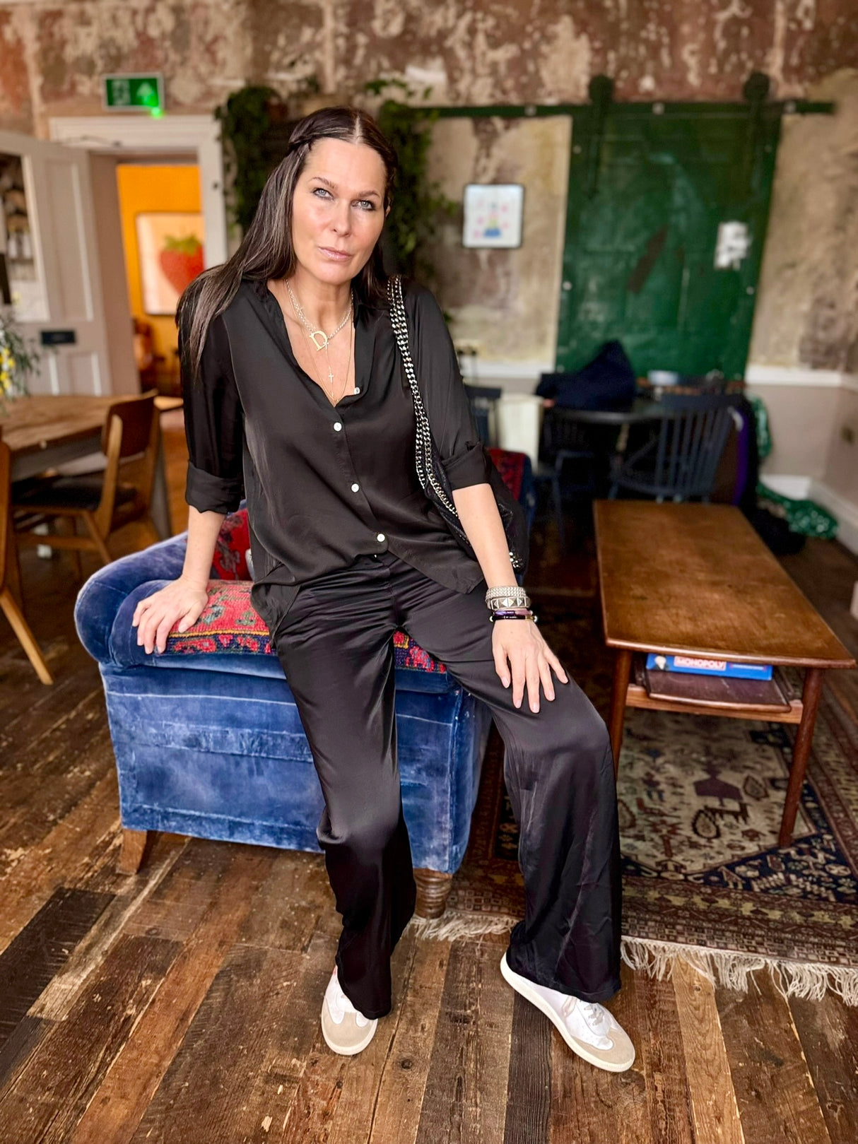 Ray Silk Blend Blouse - Black