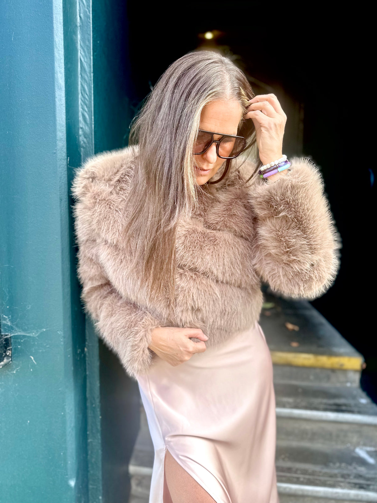 Anastasia Faux Fur Coat - Latte