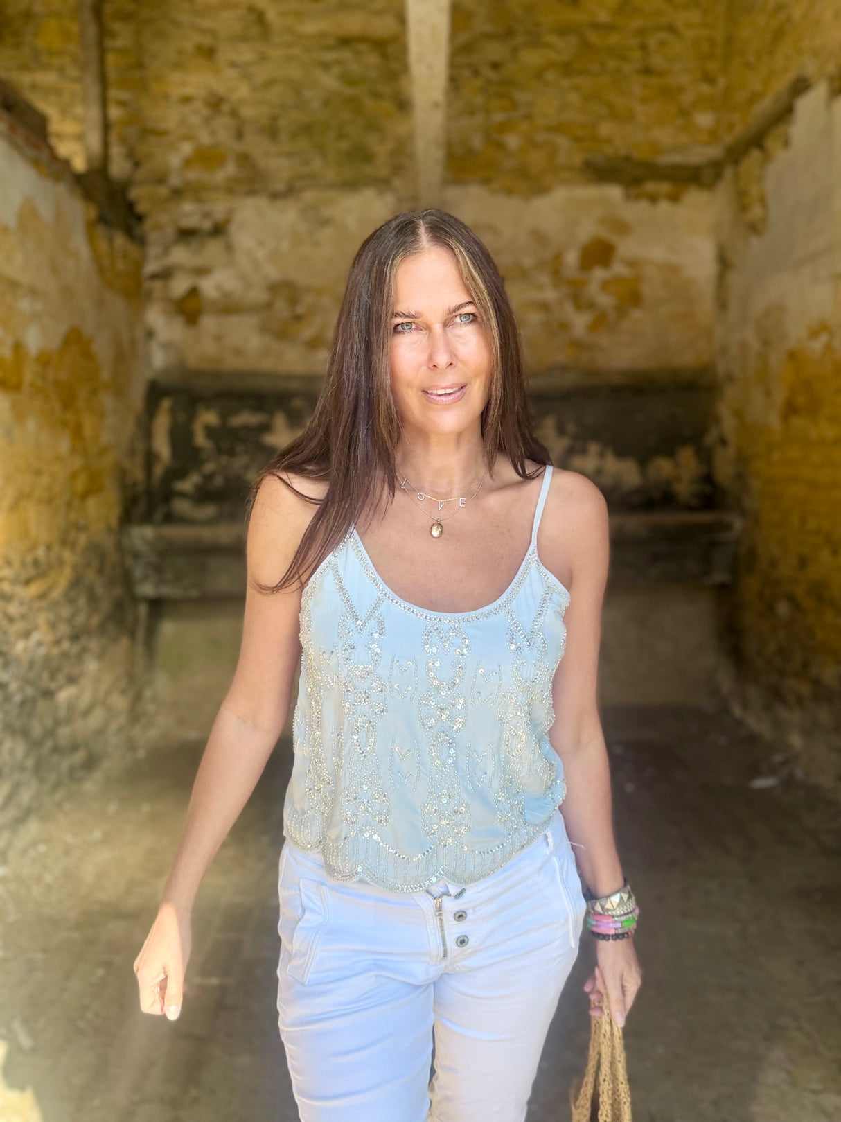 Christina Embellished Cami - Blue