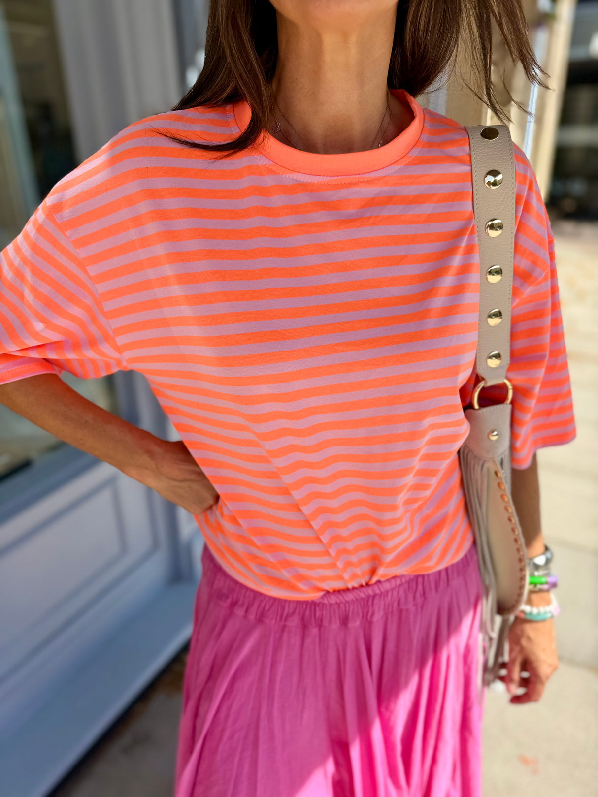 Lara Stripe Tee - Neon