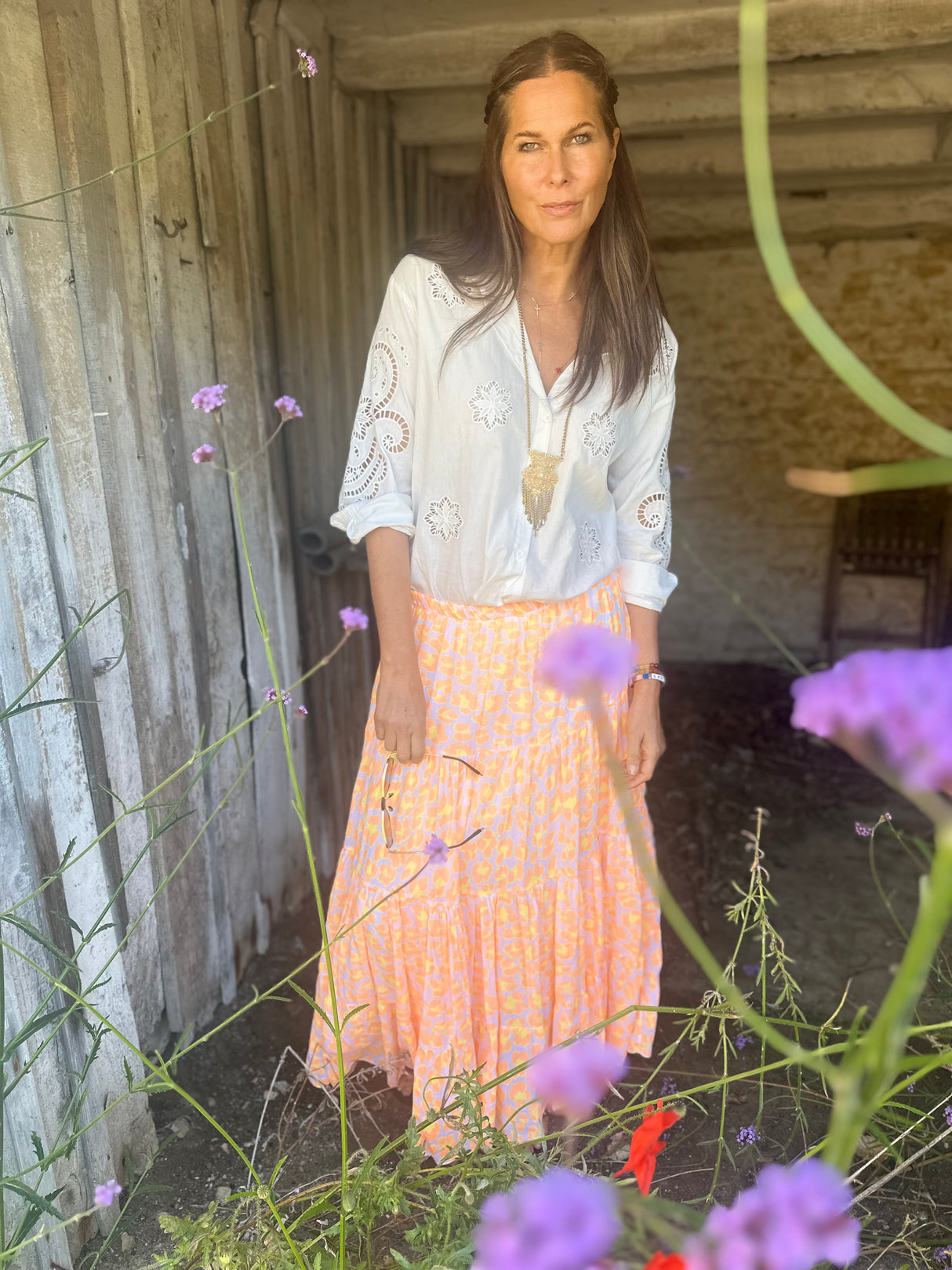 Heather Animal Print Skirt - Fluoro Orange