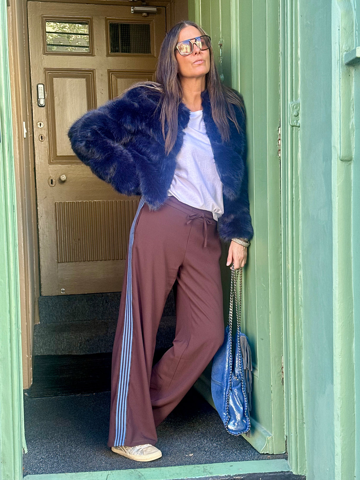 Anastasia Faux Fur Coat Navy