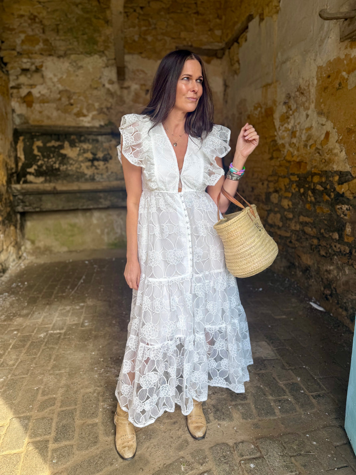 Mila Lace Dress - White