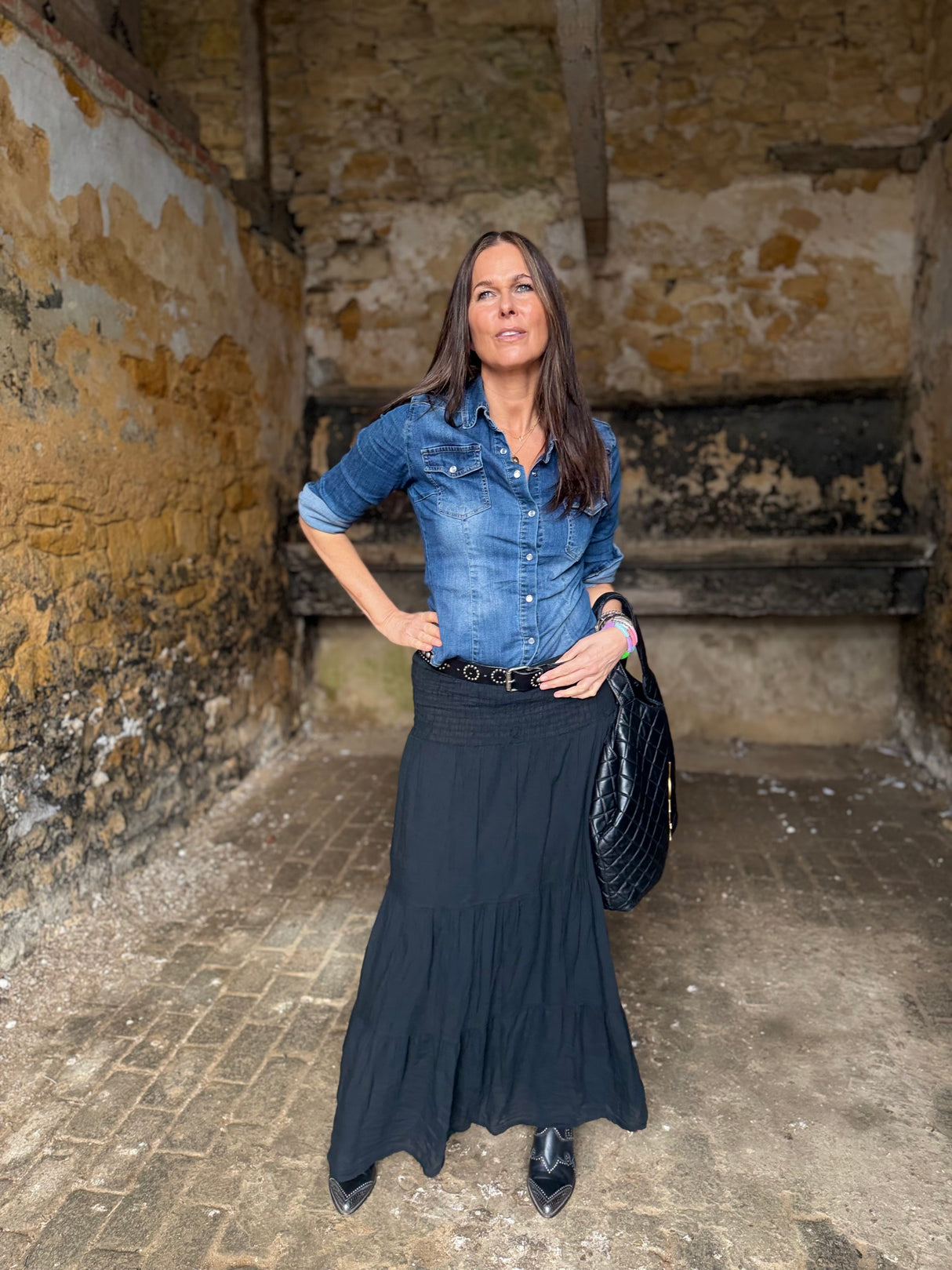 Tatiana Tiered Skirt - Black