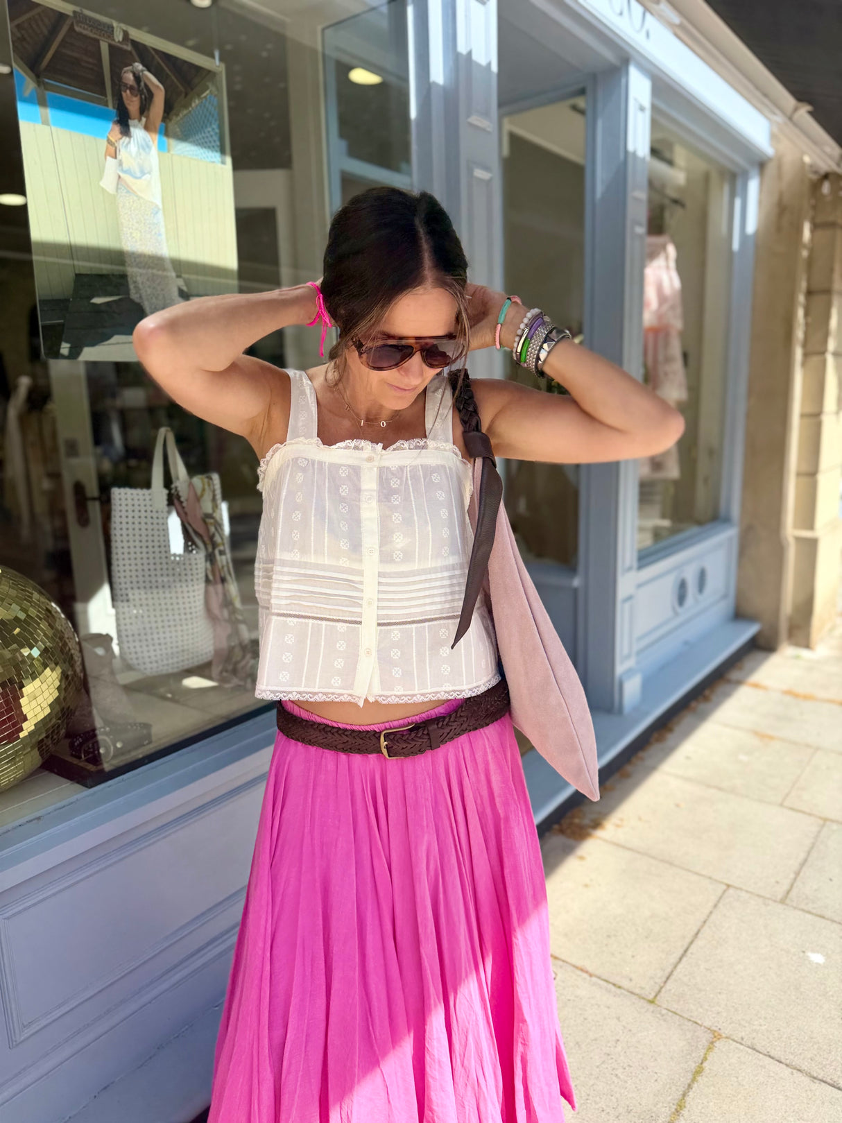 Joy Midi Skirt - Hot Pink