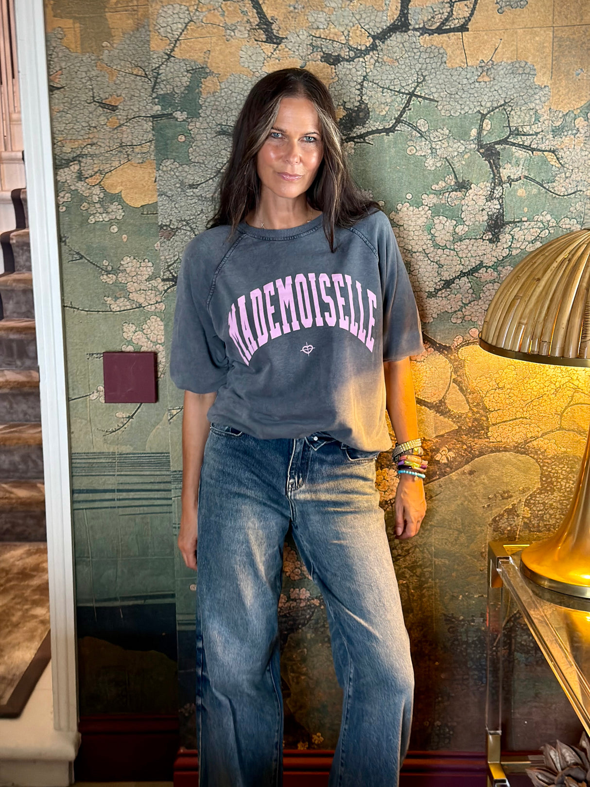 Mademoiselle Sweatshirt - Charcoal/Pink