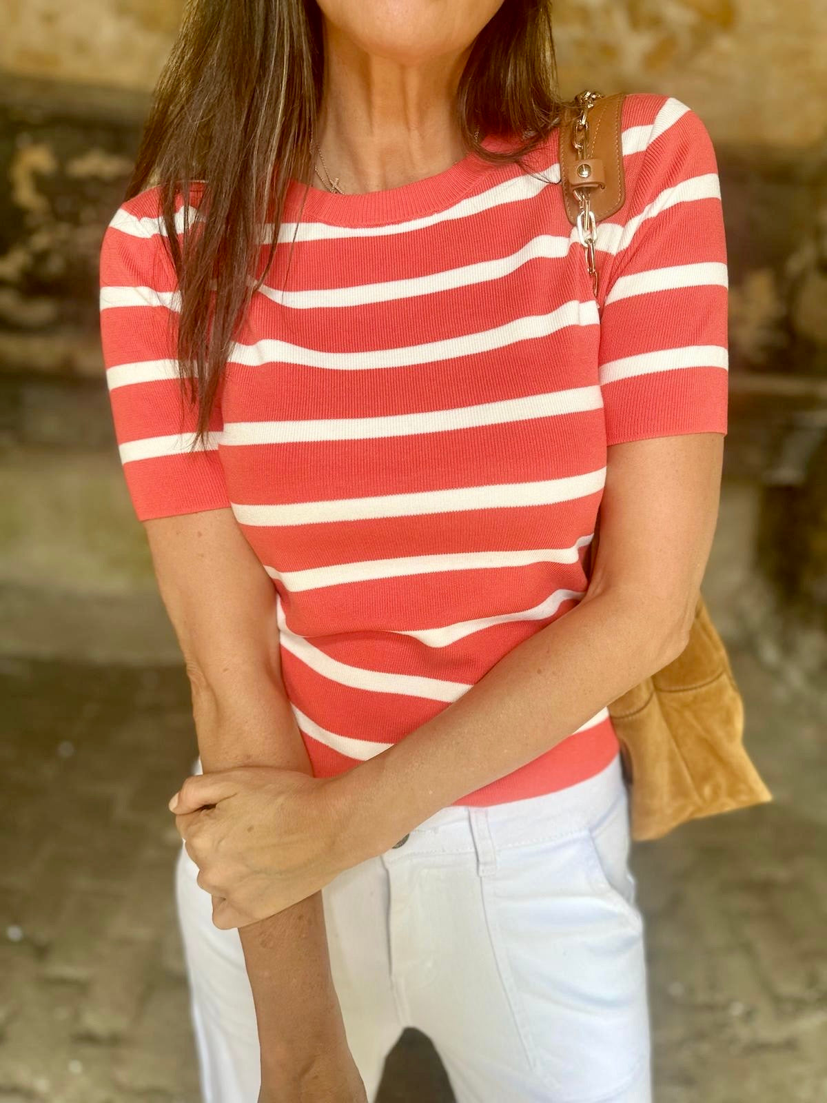 Cassia Knit - Red/White