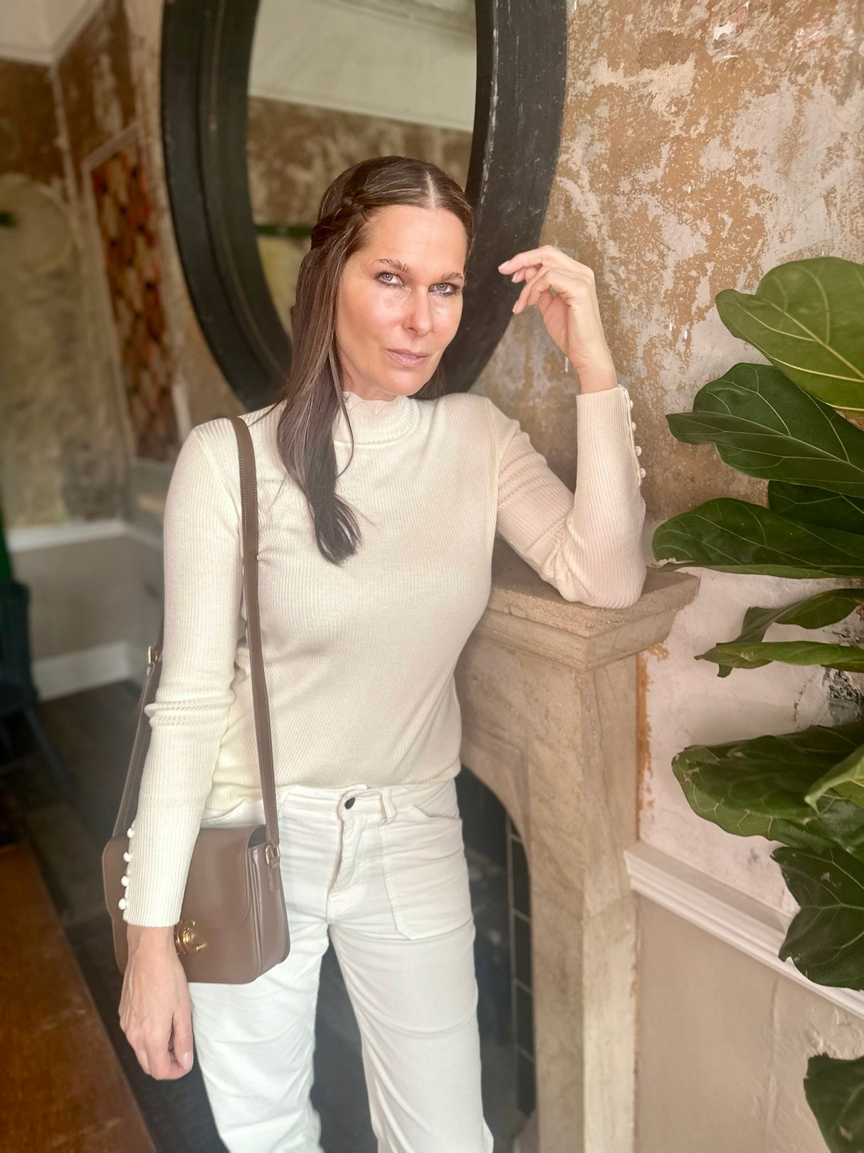 Jersey de cuello alto Claire - Crema