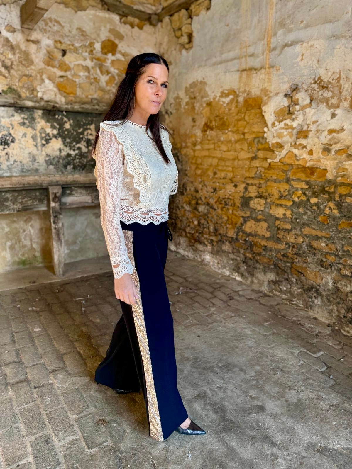 Tempest Pant - Black With Gold Sequin