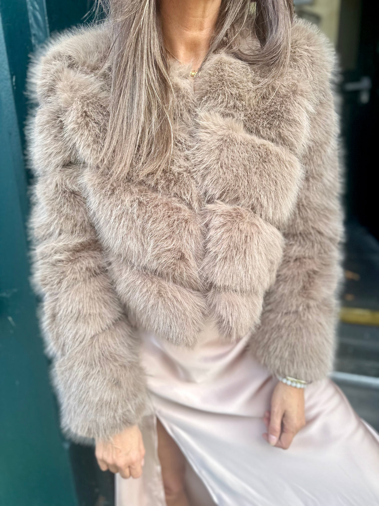 Anastasia Faux Fur Coat - Latte