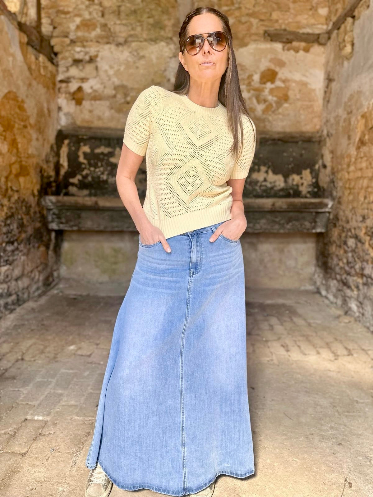 Cam Short Sleeve Knit - Pale Yellow