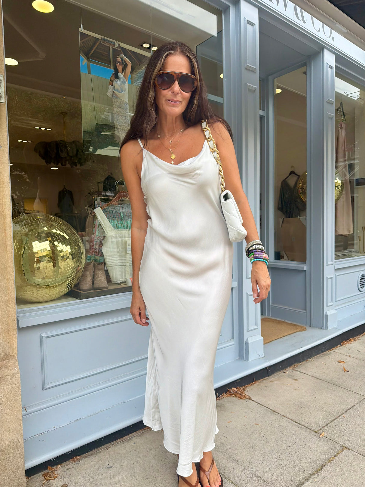 Charm Maxi Slip Dress - White