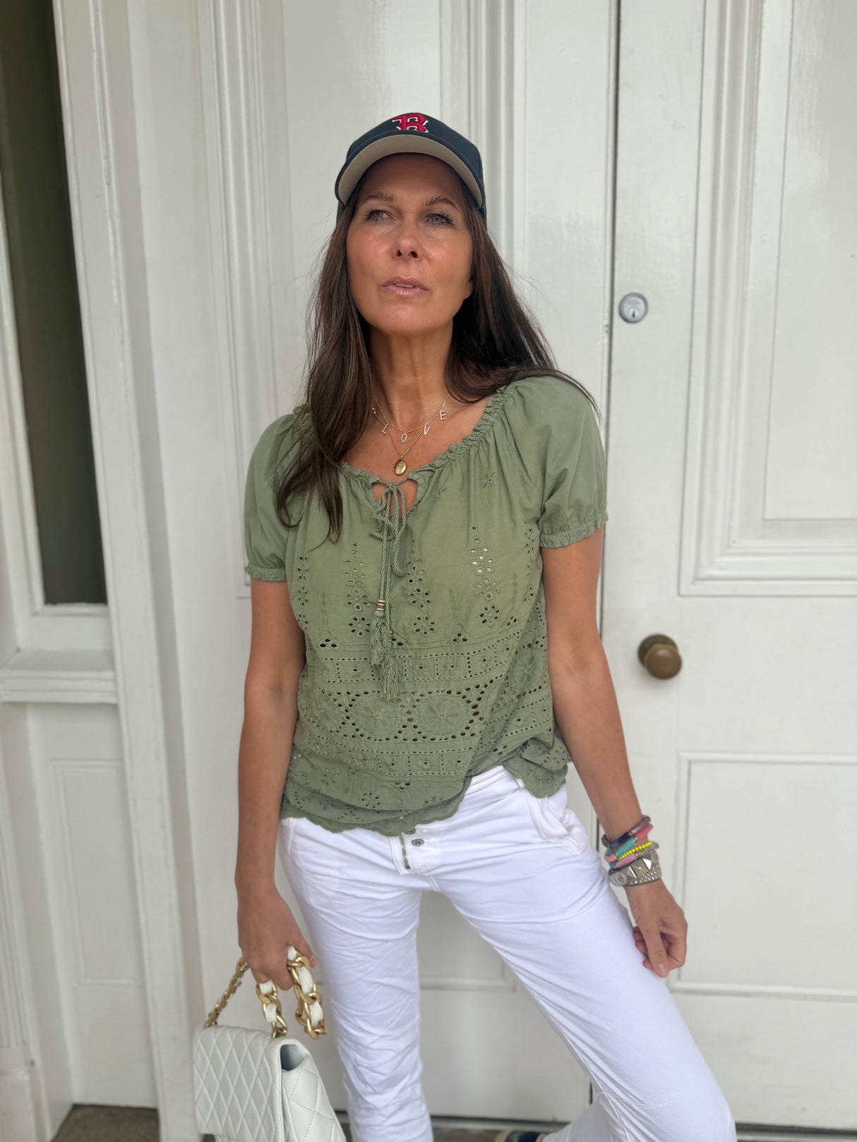 Florence Broiderie Anglaise Top - Khaki