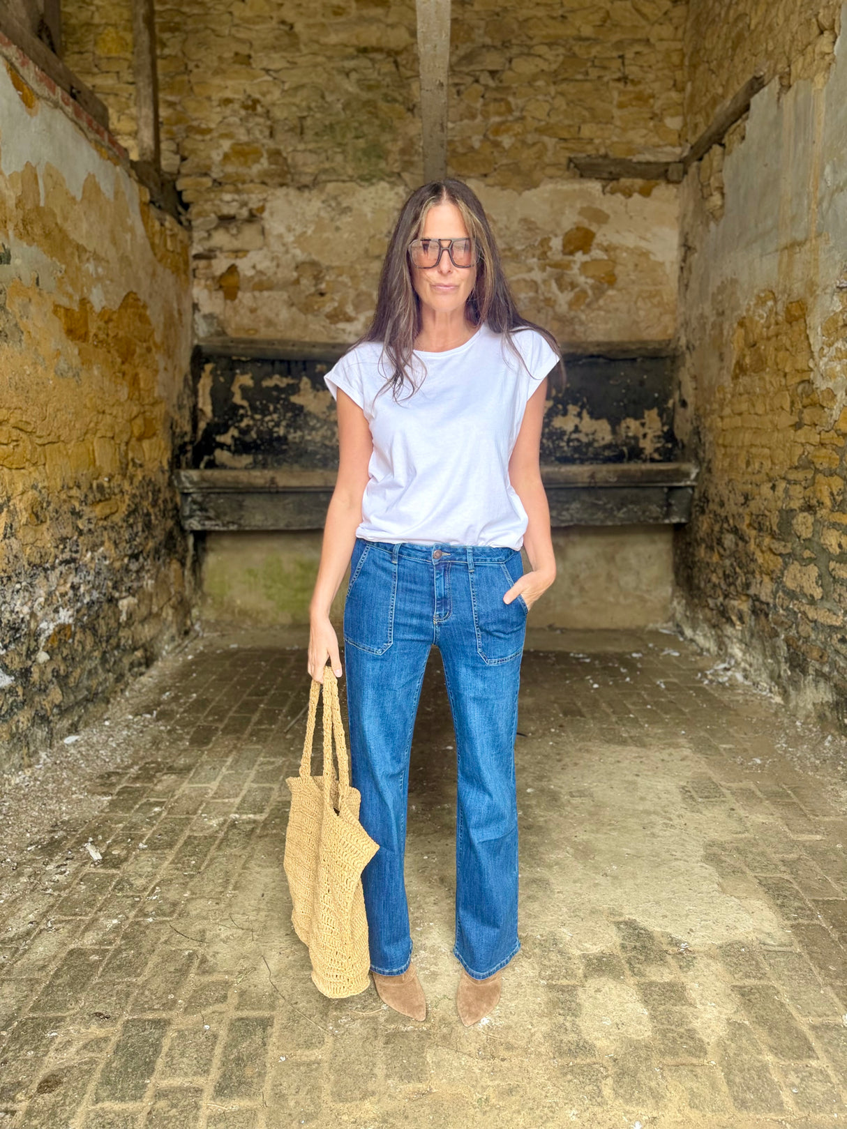 Crush Wide Leg - Mid Wash