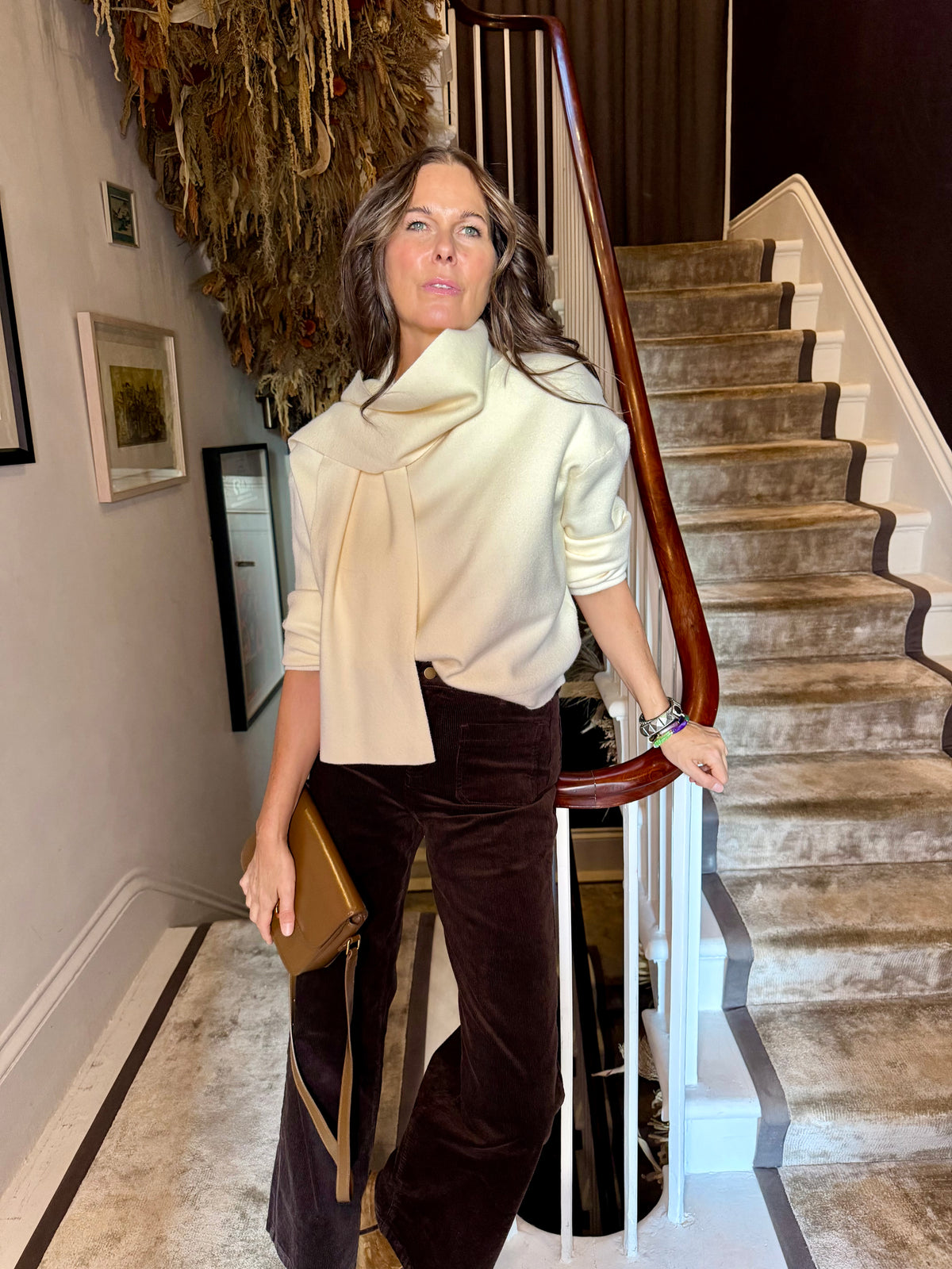 Willow Knit With Scarf - Cream