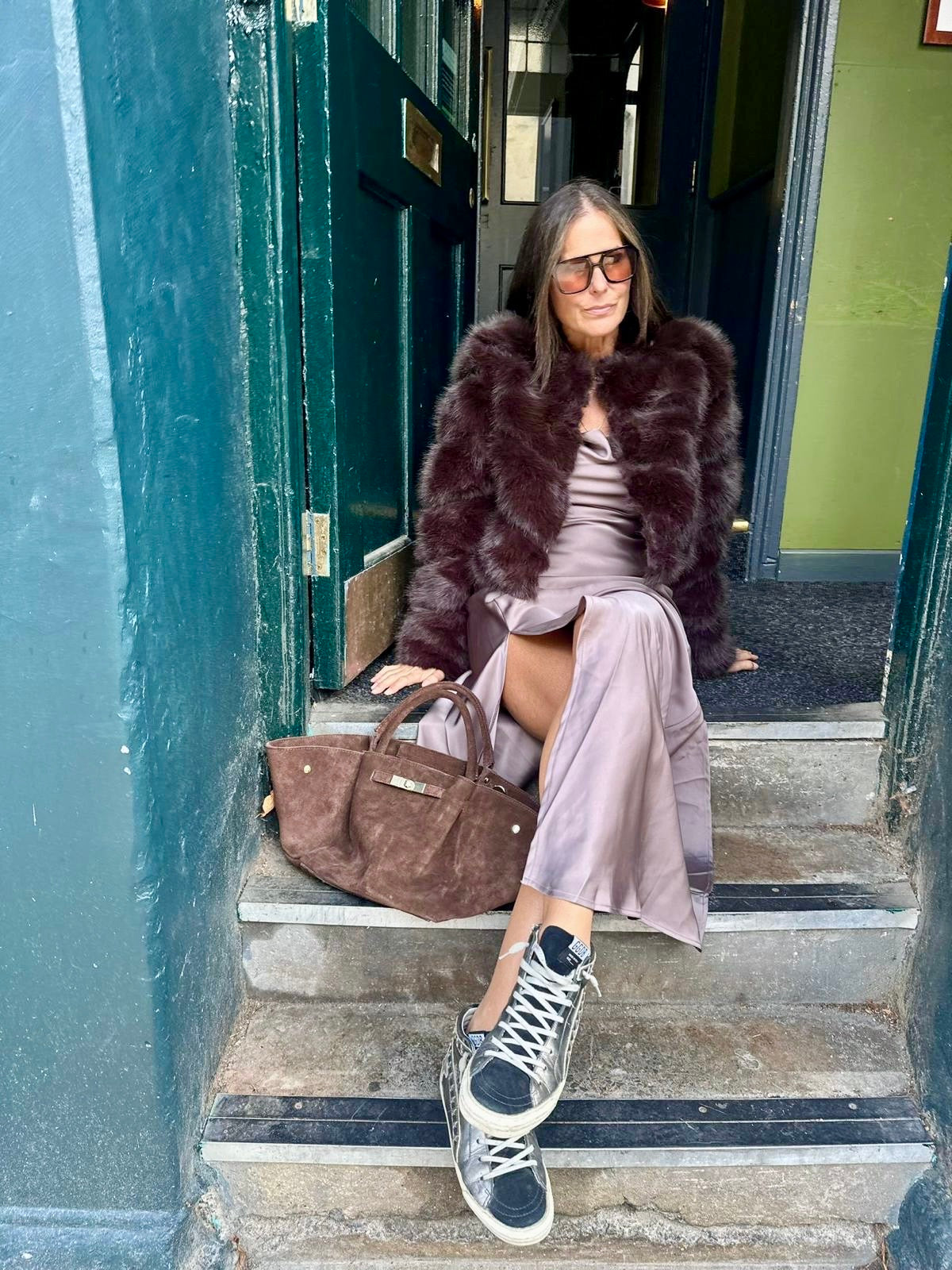 Anastasia Faux Fur Coat - Chocolate