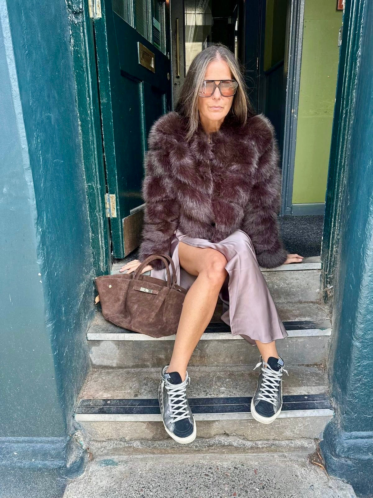 Anastasia Faux Fur Coat - Chocolate