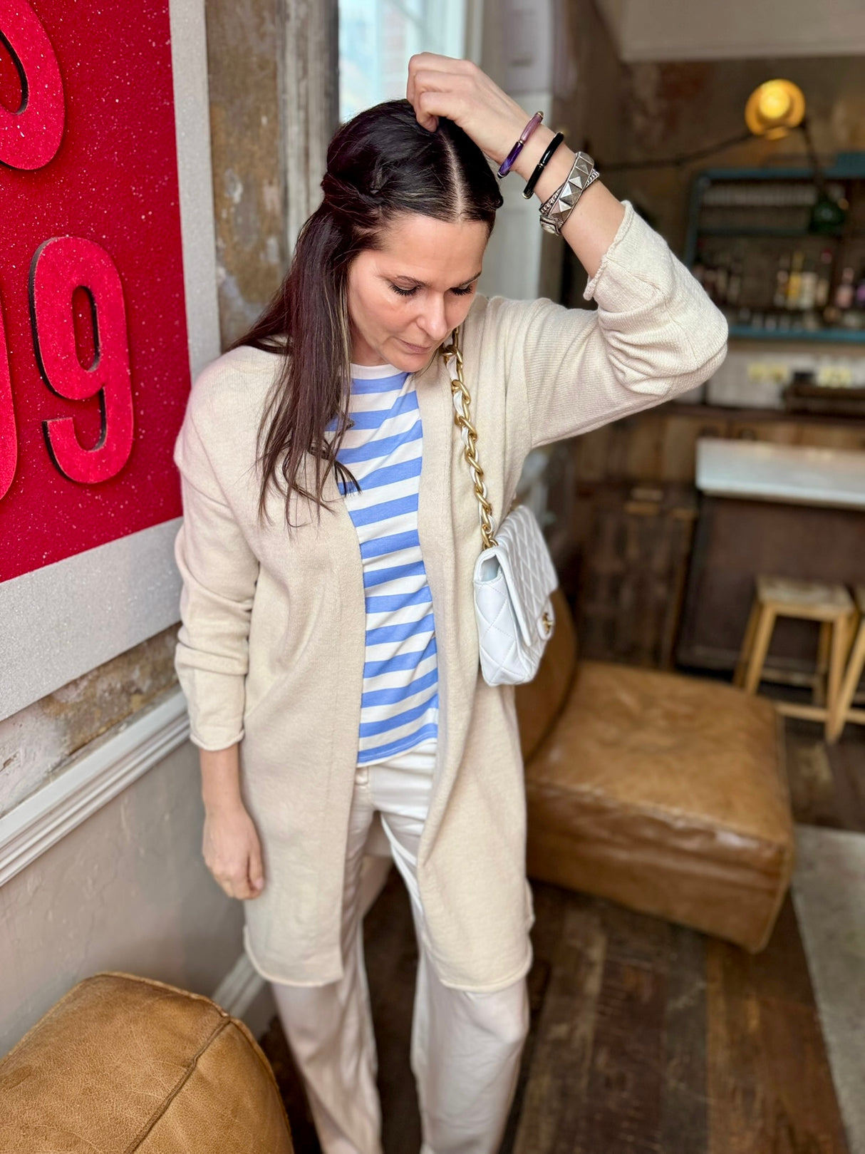 Alissa Long Knitted Cardigan - Ecru