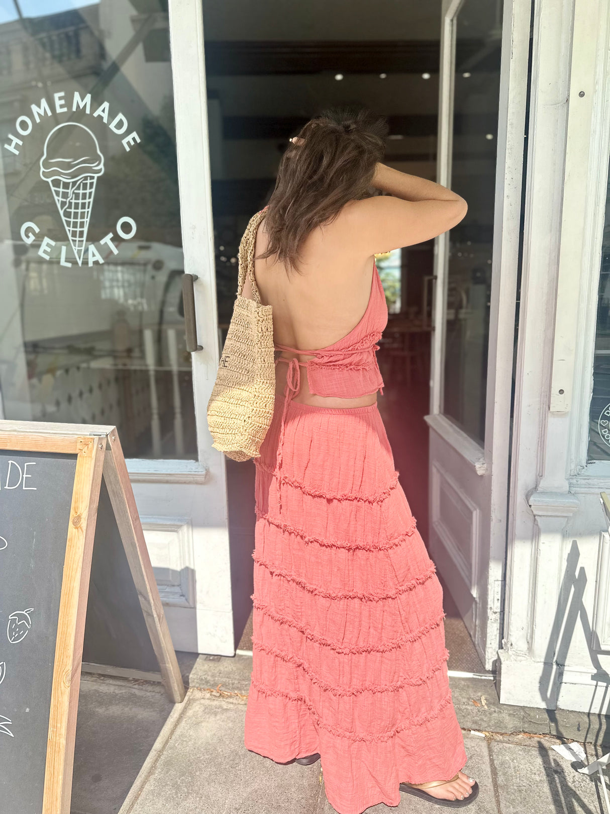 Gigi Open Back Top - Coral