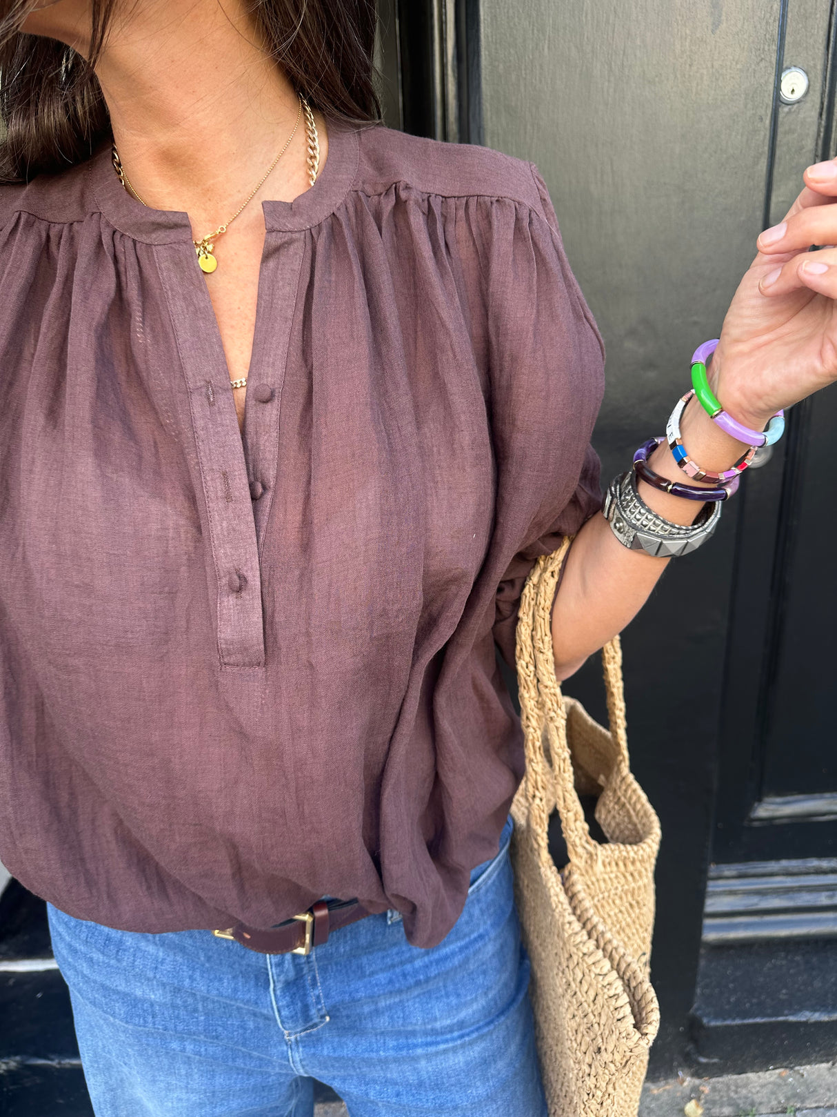 JoJo Floaty Blouse - Chocolate