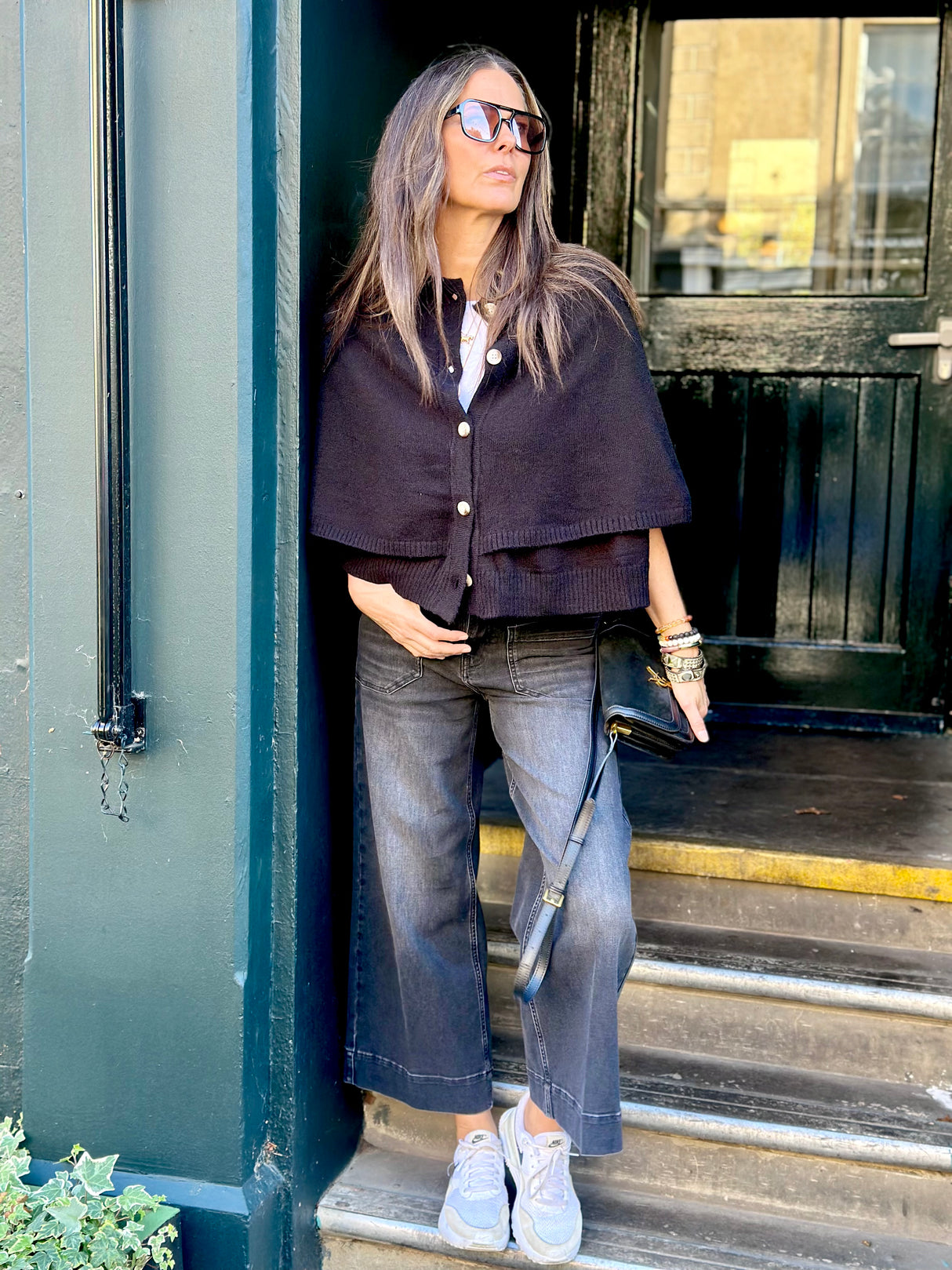 Joy Knitted Cape - Black