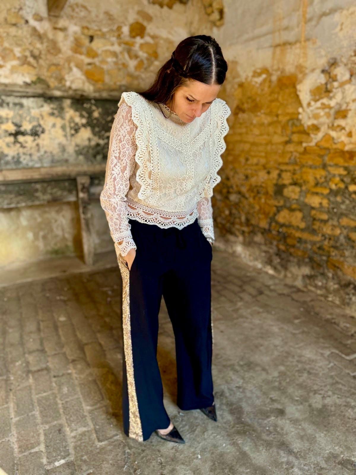 Tempest Pant - Black With Gold Sequin