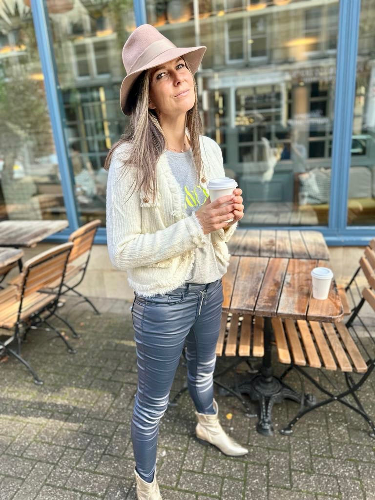 Jean Lux Leather Look Navy