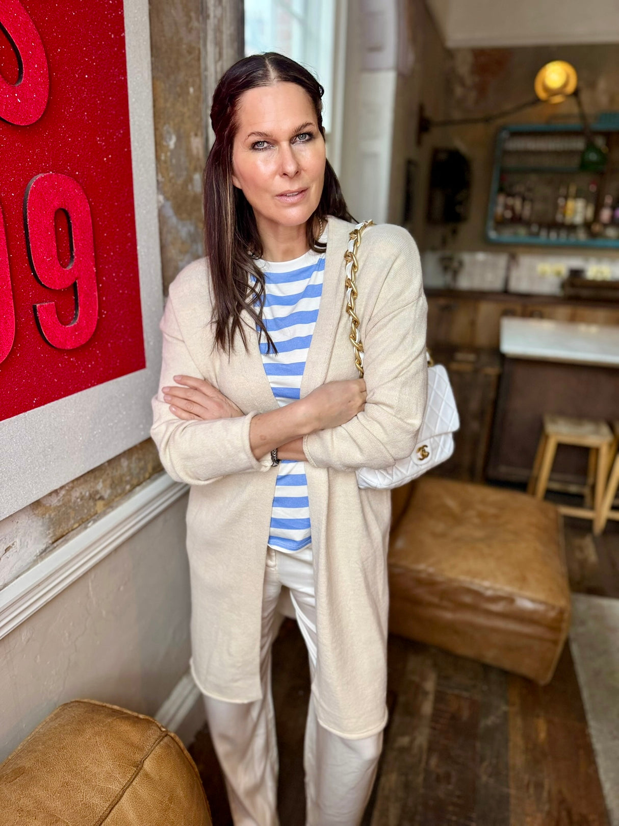 Alissa Long Knitted Cardigan - Ecru