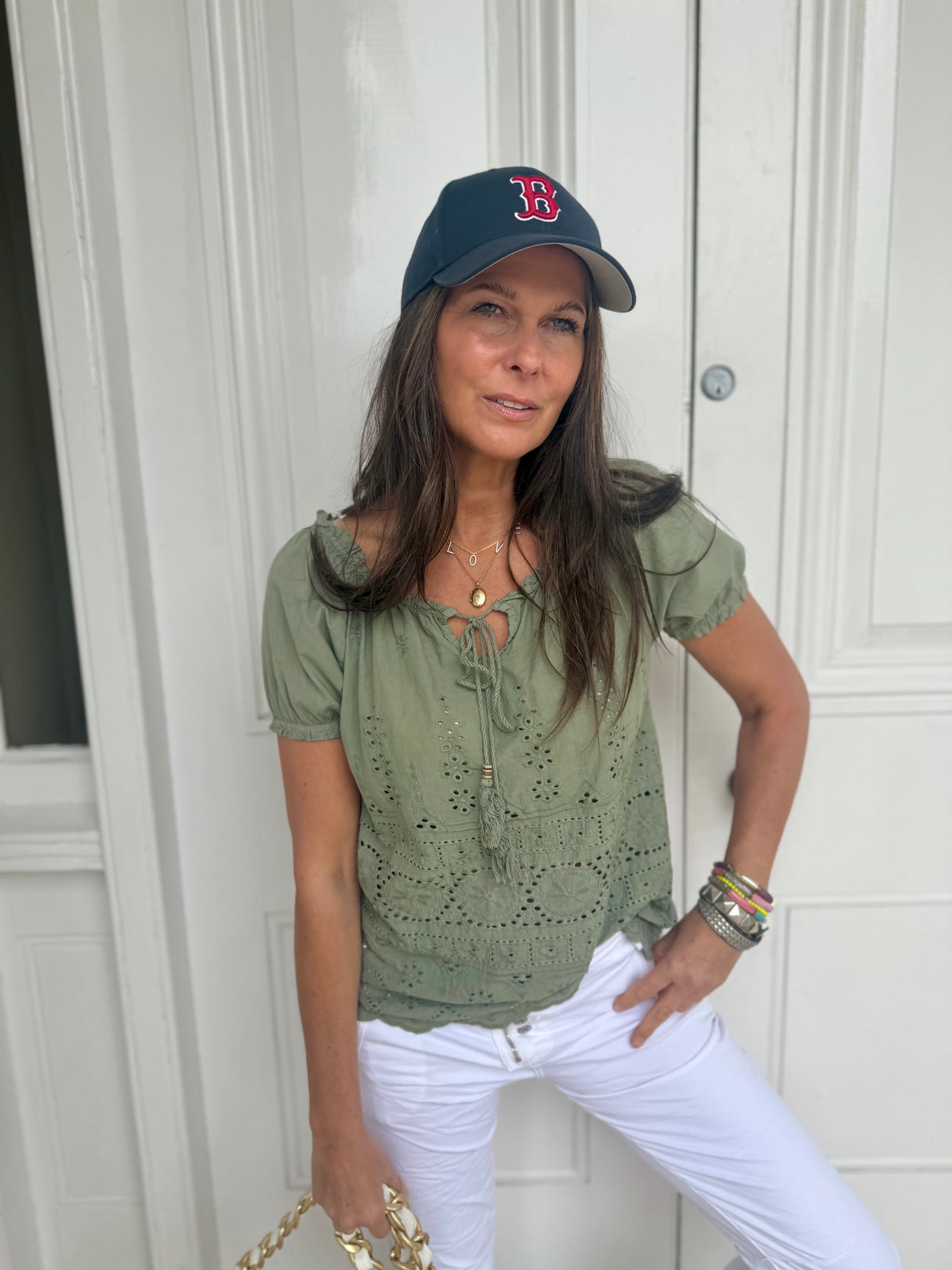 Florence Broiderie Anglaise Top - Khaki
